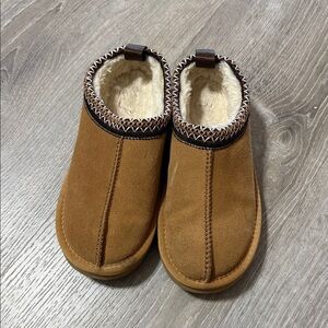 Brown Suede Slip-On Slippers